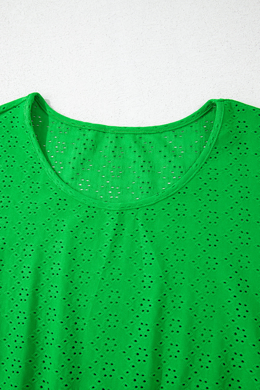 Green Textured Frilled Short Sleeve Plus Size Babydoll Blouse